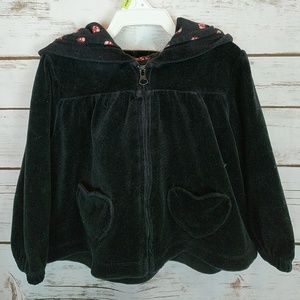 BabyGap Black Velour Ladybug Zip Hoodie